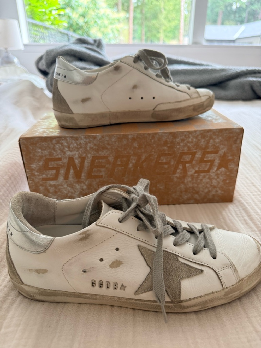 Golden Goose Style White & Gray Star Sneakers